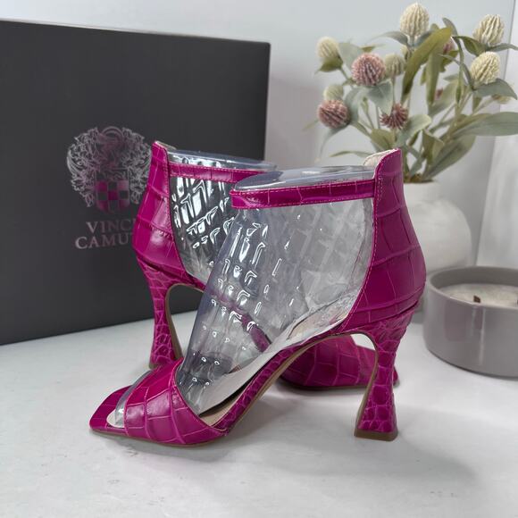 Vince Camuto Reesera Deep Magenta Croco Sandal Women's 5M NWB Barbie - Picture 6 of 11
